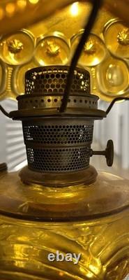 Vintage Amber Pressed Glass Electric Table Lamp