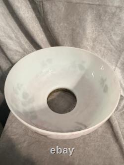 Vintage Amber Woodlee Hand Painted Pink Rose Glass Hurricane Lamp Shade 14