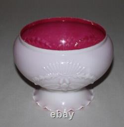 Vintage American Eagle Milk Glass Lamp Shade Cased Red / 6-15/16 Fitter