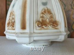 Vintage American Scenic Enamel Milk Glass Hanging Lamp Shade 9