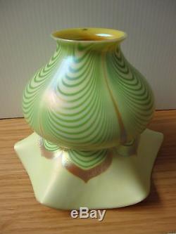 Vintage American Steuben Period Glass Green Aurene Dragged Loop Lamp Shade