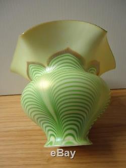 Vintage American Steuben Period Glass Green Aurene Dragged Loop Lamp Shade