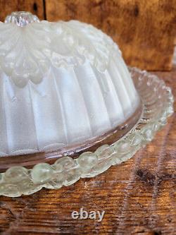 Vintage Antique 12 Frosted and Clear Fancy Ceiling Fixture Globe Shade Cover