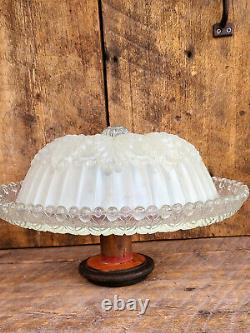 Vintage Antique 12 Frosted and Clear Fancy Ceiling Fixture Globe Shade Cover