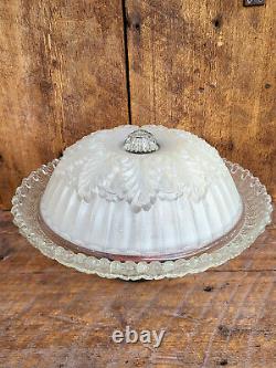 Vintage Antique 12 Frosted and Clear Fancy Ceiling Fixture Globe Shade Cover