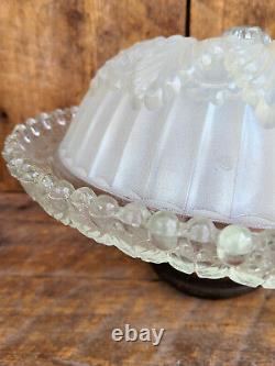 Vintage Antique 12 Frosted and Clear Fancy Ceiling Fixture Globe Shade Cover