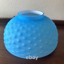 Vintage Antique 14 Blue White Cased Hobnail Glass Hanging Lamp Chandelier Shade