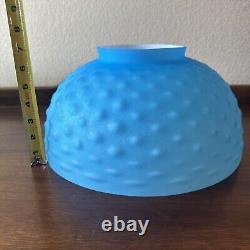 Vintage Antique 14 Blue White Cased Hobnail Glass Hanging Lamp Chandelier Shade