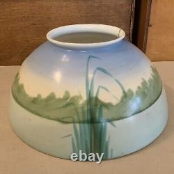Vintage Antique 14 Hand Painted Water Lily Glass Hanging Ceiling Lamp Shade