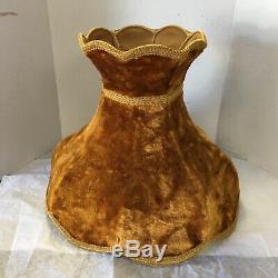 Vintage Antique 1930's Victorian Crushed Velvet Lamp Shade 16x19 Golden Brown