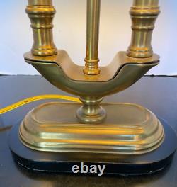 Vintage Antique 2 Light Bouillotte Brass Lamp Black Metal Shade 14 long