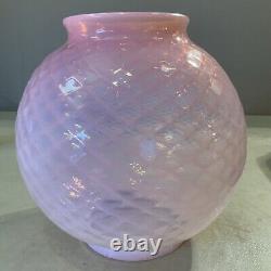 Vintage Antique 8.5 Pink Opalescent Diamond Quilted Optic Lamp Shade Globe Ball