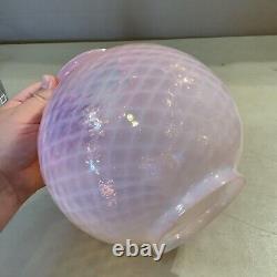 Vintage Antique 8.5 Pink Opalescent Diamond Quilted Optic Lamp Shade Globe Ball