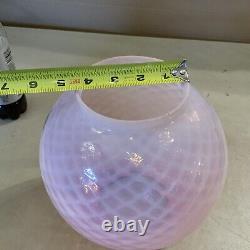 Vintage Antique 8.5 Pink Opalescent Diamond Quilted Optic Lamp Shade Globe Ball