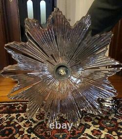 Vintage Antique ART DEco STarburst CEILING LIGHT lamp fixture glass shade