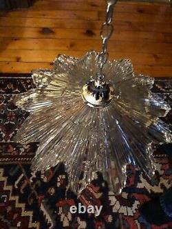 Vintage Antique ART DEco STarburst CEILING LIGHT lamp fixture glass shade