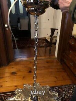 Vintage Antique ART DEco STarburst CEILING LIGHT lamp fixture glass shade