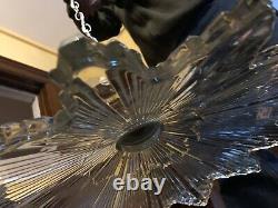 Vintage Antique ART DEco STarburst CEILING LIGHT lamp fixture glass shade