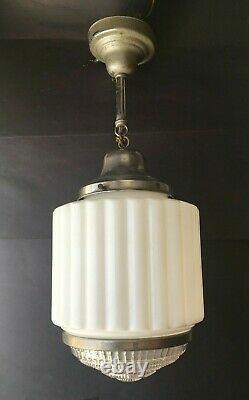 Vintage Antique Art Deco Ceiling Light Glass Shade Lamp Fixture Chandelier Mount