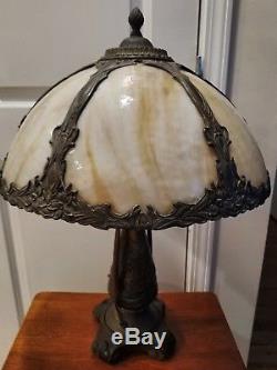 Vintage Antique Art Nouveau & Crafts Metal Slag Glass 16.5 Lamp Shade