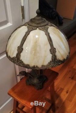 Vintage Antique Art Nouveau & Crafts Metal Slag Glass 16.5 Lamp Shade