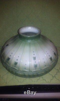 Vintage Antique Coleman Green Tulip Glass Lamp Shade 10 Fitter Good Color