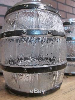 Vintage Antique FOUR Whiskey Barrel Stave Distillery Glass Light Lamp Shades