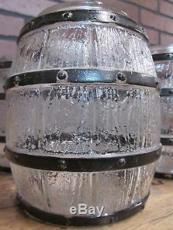 Vintage Antique FOUR Whiskey Barrel Stave Distillery Glass Light Lamp Shades