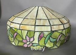 Vintage Antique Floral Leaded Slag Glass 16 Table Lamp Shade