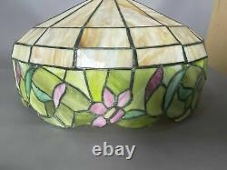 Vintage Antique Floral Leaded Slag Glass 16 Table Lamp Shade
