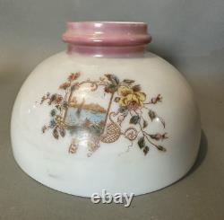 Vintage Antique Floral & Scenic Decorated Glass Table Lamp Shade