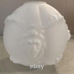 Vintage Antique Glass Ball Lamp Shade Globe GWTW 4 Fitter Frosted Puffy Lion