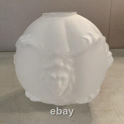 Vintage Antique Glass Ball Lamp Shade Globe GWTW 4 Fitter Frosted Puffy Lion