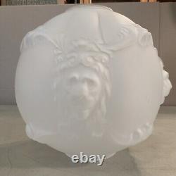 Vintage Antique Glass Ball Lamp Shade Globe GWTW 4 Fitter Frosted Puffy Lion