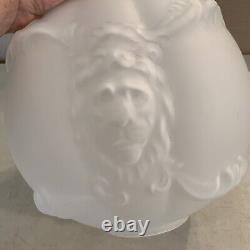 Vintage Antique Glass Ball Lamp Shade Globe GWTW 4 Fitter Frosted Puffy Lion