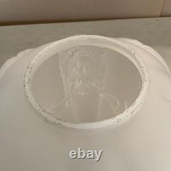 Vintage Antique Glass Ball Lamp Shade Globe GWTW 4 Fitter Frosted Puffy Lion