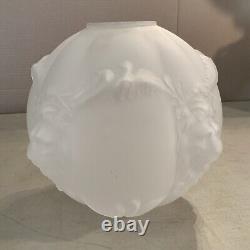 Vintage Antique Glass Ball Lamp Shade Globe GWTW 4 Fitter Frosted Puffy Lion