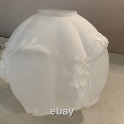 Vintage Antique Glass Ball Lamp Shade Globe GWTW 4 Fitter Frosted Puffy Lion