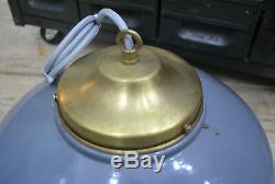 Vintage Antique Industrial Grey Enamel Factory Pendant Lamp Light Shade