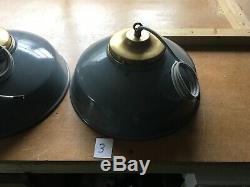 Vintage Antique Industrial Grey Enamel Factory Pendant Lamp Light Shade