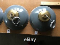 Vintage Antique Industrial Grey Enamel Factory Pendant Lamp Light Shade