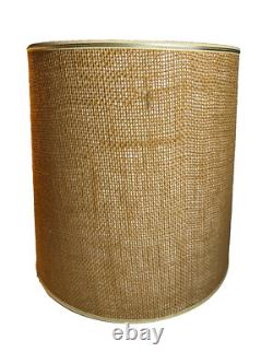Vintage Antique Lamp Light Shade Tapered Drum Empire Brown Burlap Jute