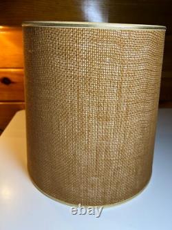 Vintage Antique Lamp Light Shade Tapered Drum Empire Brown Burlap Jute