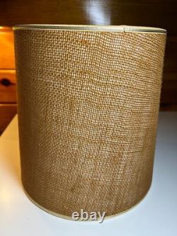 Vintage Antique Lamp Light Shade Tapered Drum Empire Brown Burlap Jute