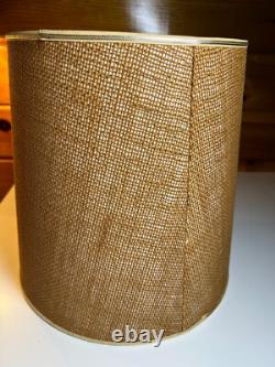 Vintage Antique Lamp Light Shade Tapered Drum Empire Brown Burlap Jute