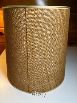 Vintage Antique Lamp Light Shade Tapered Drum Empire Brown Burlap Jute