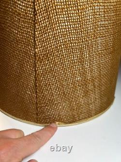 Vintage Antique Lamp Light Shade Tapered Drum Empire Brown Burlap Jute