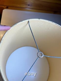 Vintage Antique Lamp Light Shade Tapered Drum Empire Brown Burlap Jute