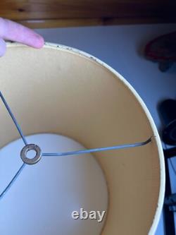 Vintage Antique Lamp Light Shade Tapered Drum Empire Brown Burlap Jute