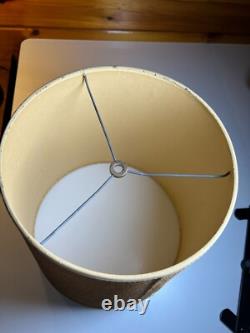 Vintage Antique Lamp Light Shade Tapered Drum Empire Brown Burlap Jute